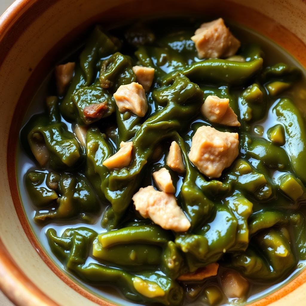 Slow-cooked collard greens with smoked turkey